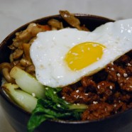 Asian Beef with Vegetables and Fried Eggs